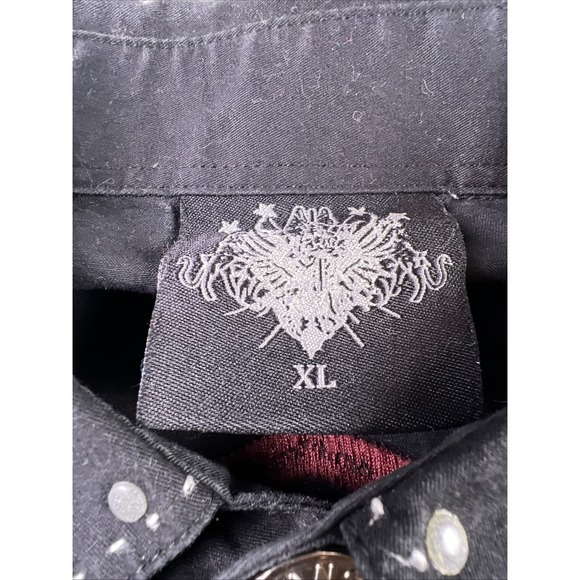 Vintage Hama Shirt Men's XL Embroidered Studded Jeweled Rhinestone Black Y2K - Picture 7 of 10